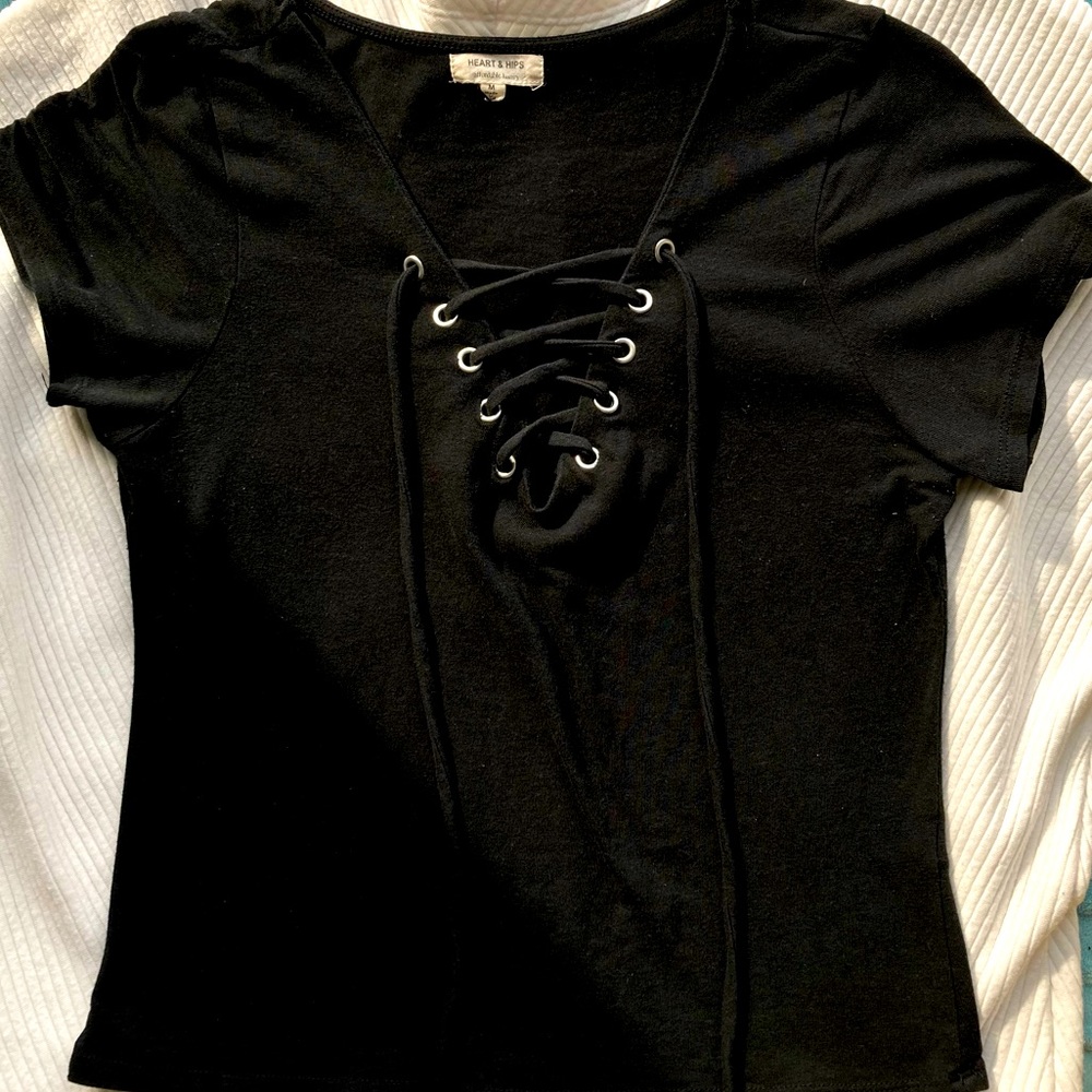 Cute Black Top Criss Cross Front (adjustable)